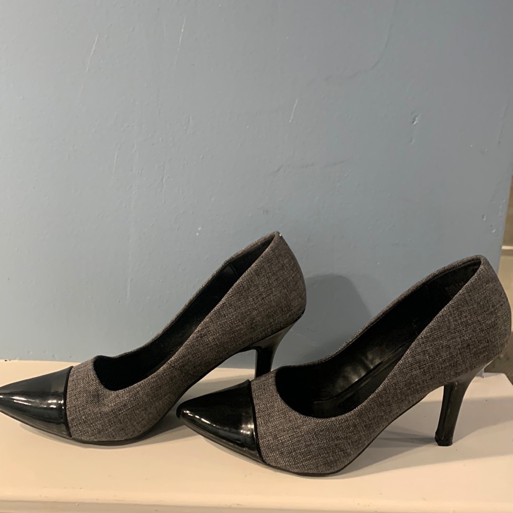 Black and grey heels